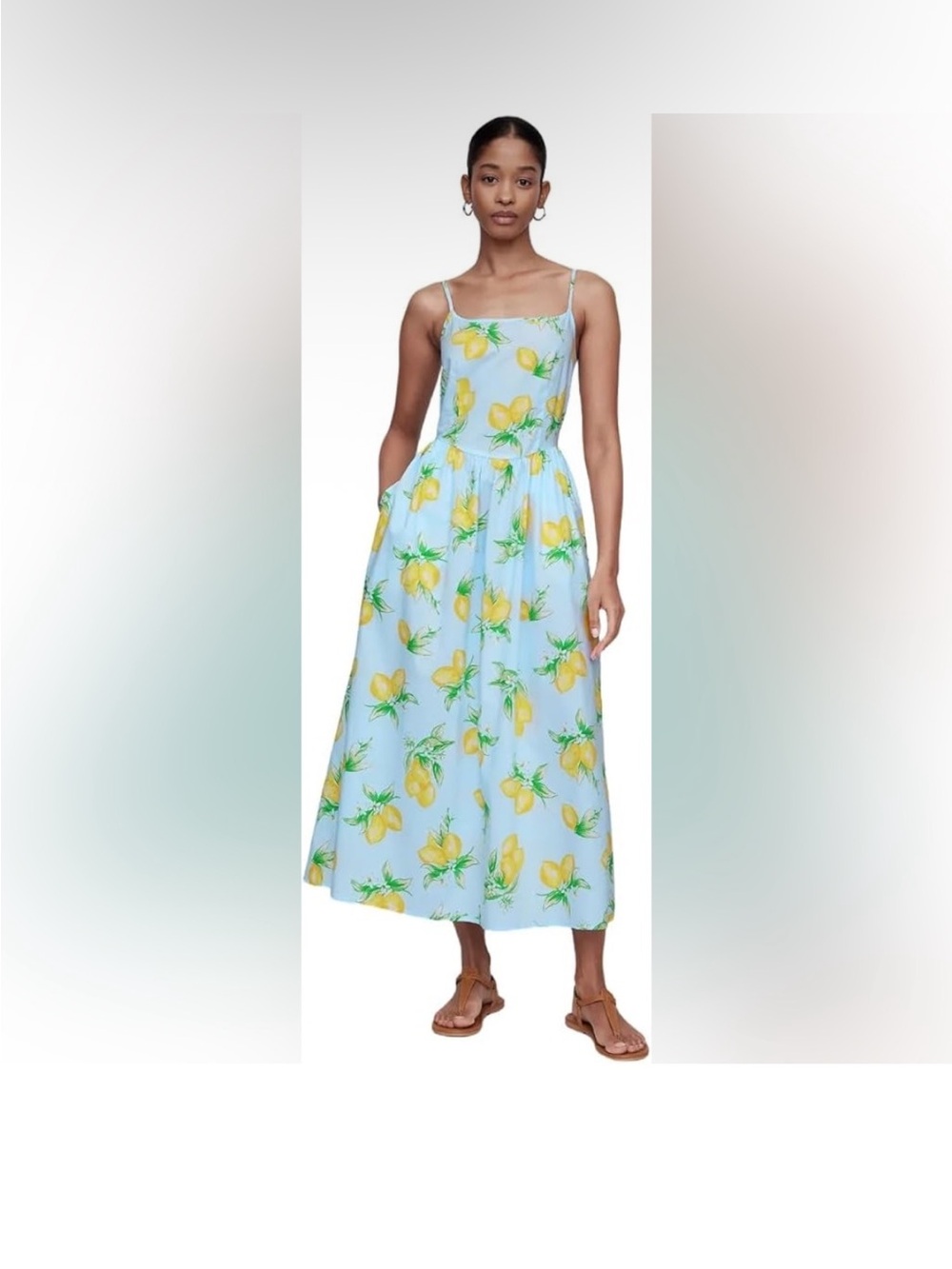 GAP Beachy Tropical Summer Lemons Novelty Prin Scoopneck Size XL
